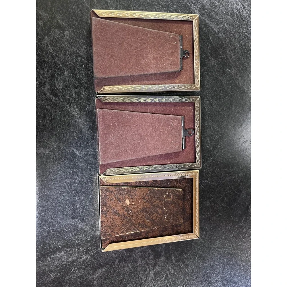 Vintage Gold Tone‎ Desk Photo Frame Set Ornate Border Set of 3